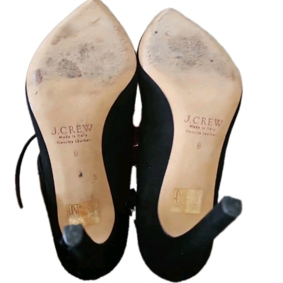 J Crew Womens Black Falsetto Suede Ankle Tie Sexy Date Night Pump Heels 8 - Picture 7 of 14
